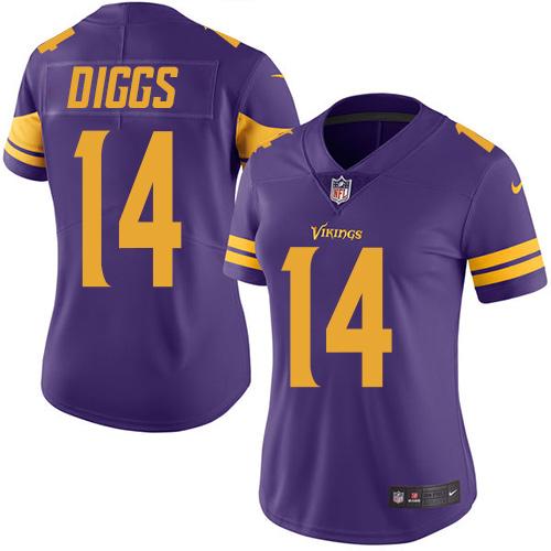 Nike Vikings #14 Stefon Diggs Purple Women's Stitched NFL Limited Rush Jersey